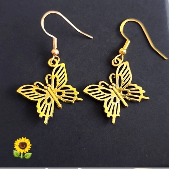 Fashion Jewelry Jewelry - 925s Post High Quality Tibeten Allow Butterfly Earrings Antique Gold